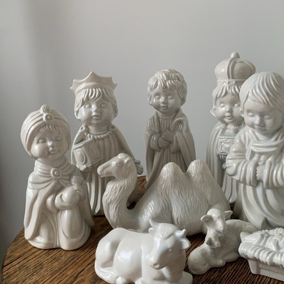 Arnels Pottery Vintage Nativity set Blue Christmas‎ Holy Family Handmade set 10p - Picture 5 of 17